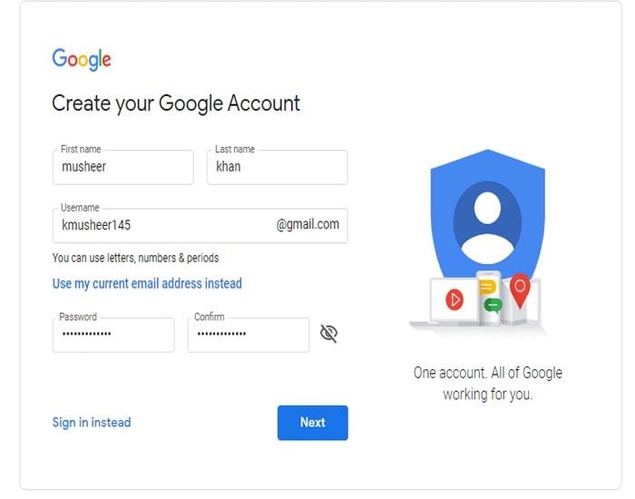 google account kaise banaye 